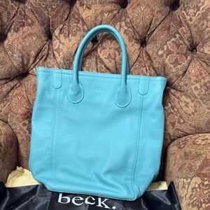 Beck Bags - Lou Cross Body Leather Tote in Marina (Teal)
